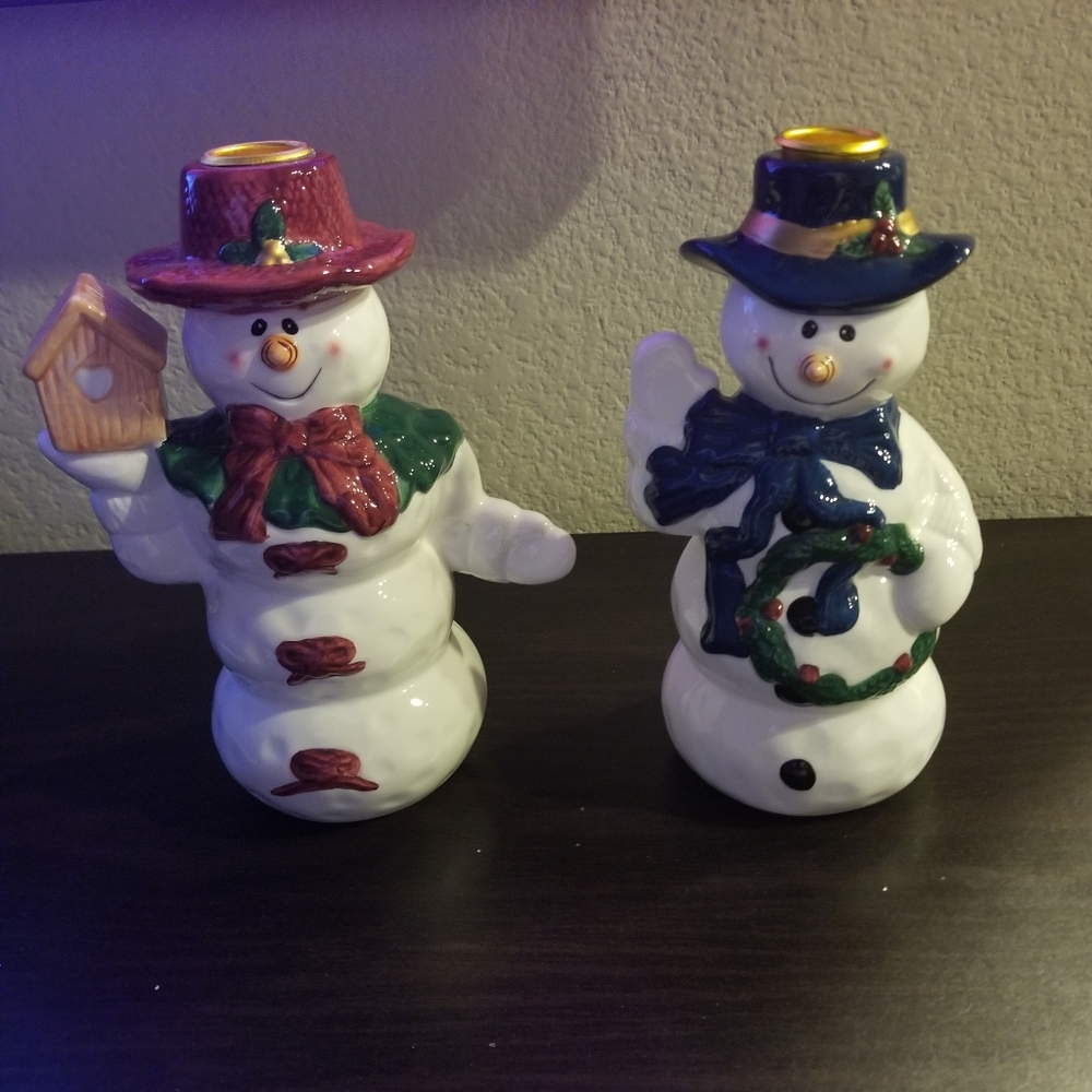 ☃️❄ Mr and Mrs Snowman Candle Holders